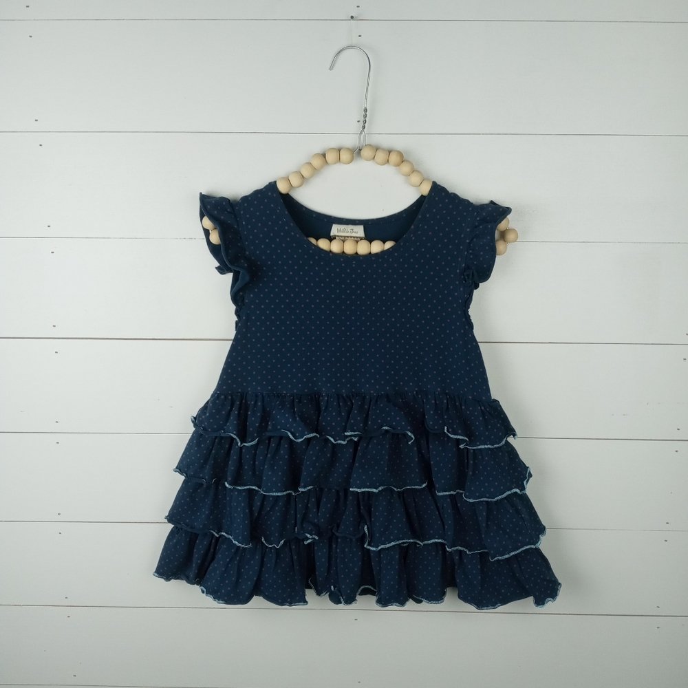 Matilda Jane Girls size 12 sleeveless top dark teal blue with dots design